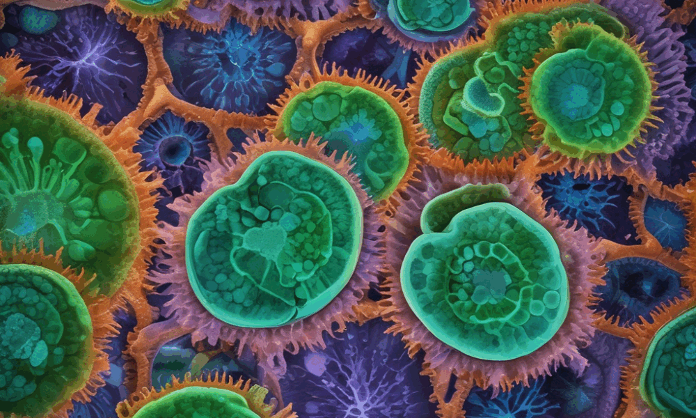 Marine algae cells with nitroplasts discovery showing nitrogen-fixing organelles under microscope