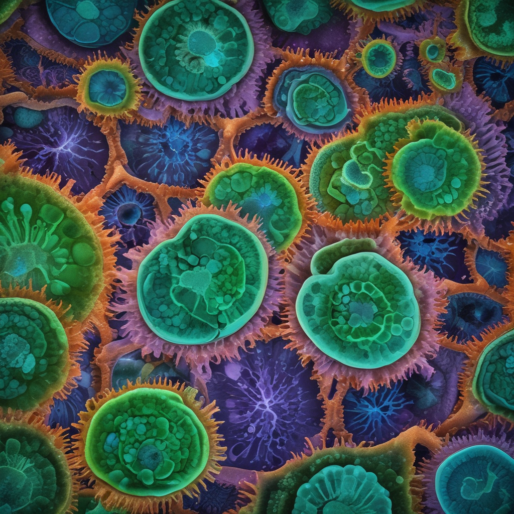 Marine algae cells with nitroplasts discovery showing nitrogen-fixing organelles under microscope