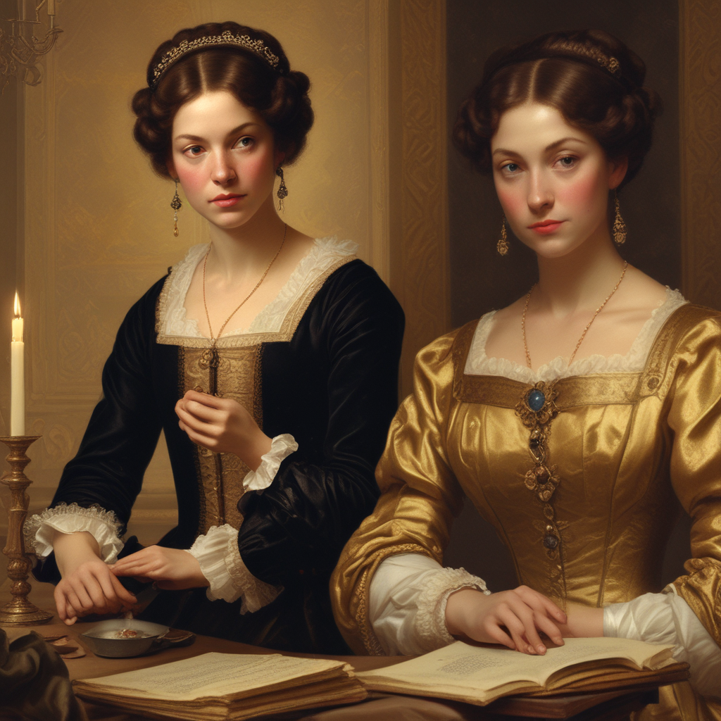 Historical figures secret lives depicted through split scene of public social gathering and private espionage work