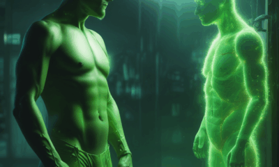 Comparison showing natural radioactivity levels between banana and human body with glowing effects