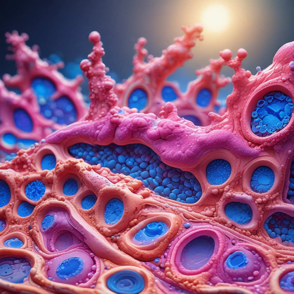 Human body cell regeneration process showing skin cells renewing and replacing old cells in detailed microscopic view