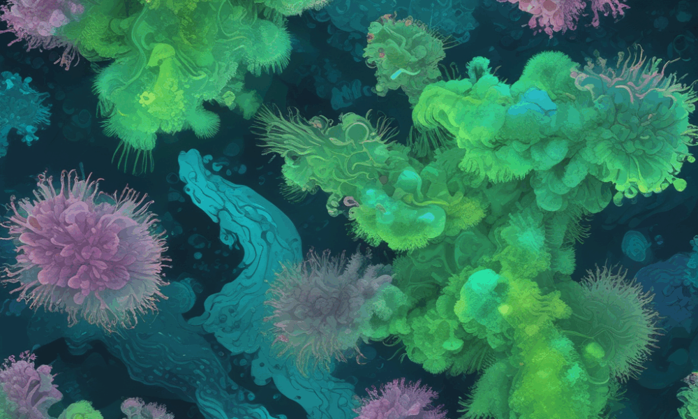 Marine algae cells with nitroplasts organelles converting nitrogen - revolutionary scientific discovery breakthrough