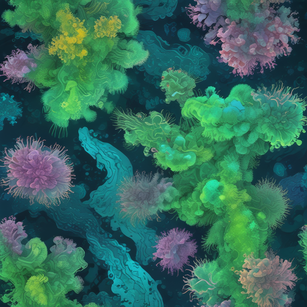 Marine algae cells with nitroplasts organelles converting nitrogen - revolutionary scientific discovery breakthrough