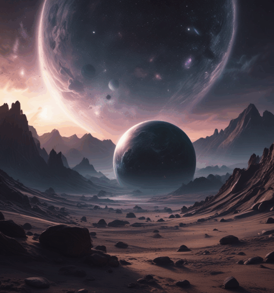 Dark rogue planet drifting alone through interstellar space among distant stars showing cosmic isolation