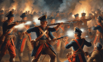 Austrian soldiers in chaos during Battle of Karánsebes, historical military defeats painting