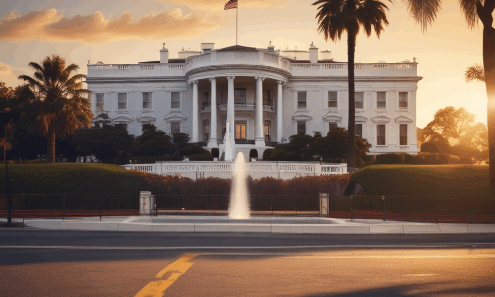 White House and Hollywood sign representing presidential intervention Hollywood unprecedented