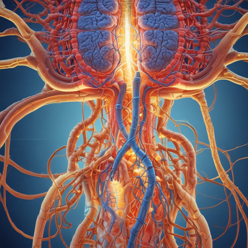 Human endocrine system showing hormone pathways and glands that produce chemical messengers controlling body functions