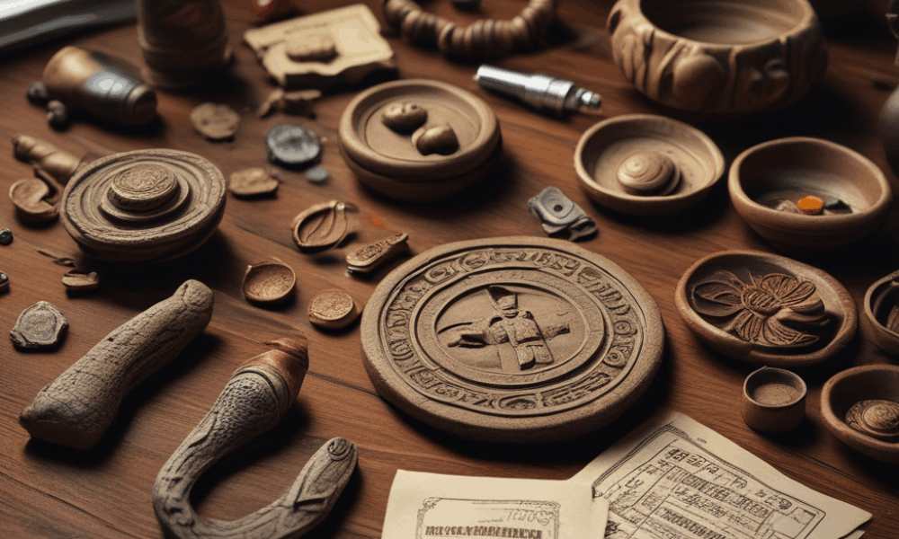 Museum artifacts illustrating global cultural heritage trafficking and illegal trade