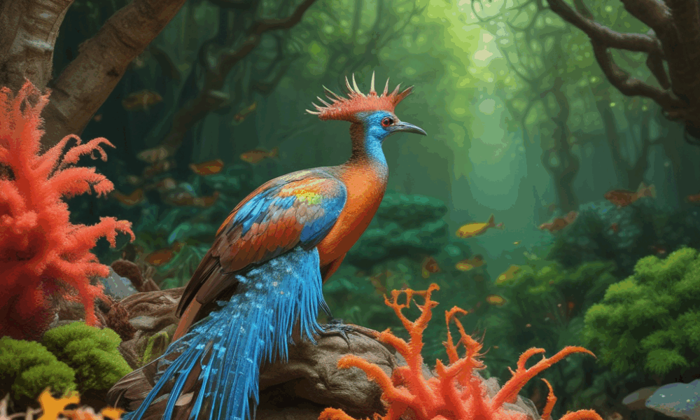 Lyrebird in forest demonstrating extraordinary animal mimicry sound reproduction abilities