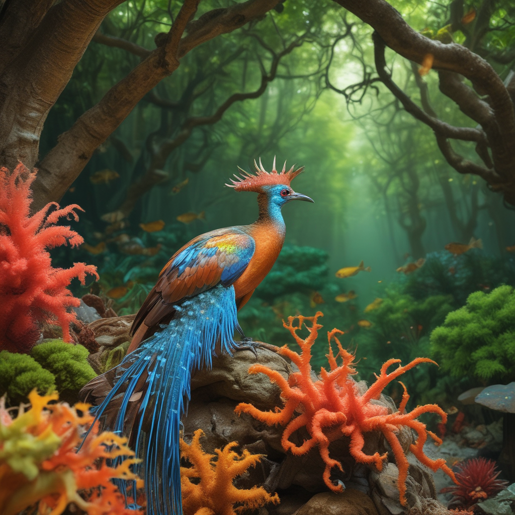 Lyrebird in forest demonstrating extraordinary animal mimicry sound reproduction abilities