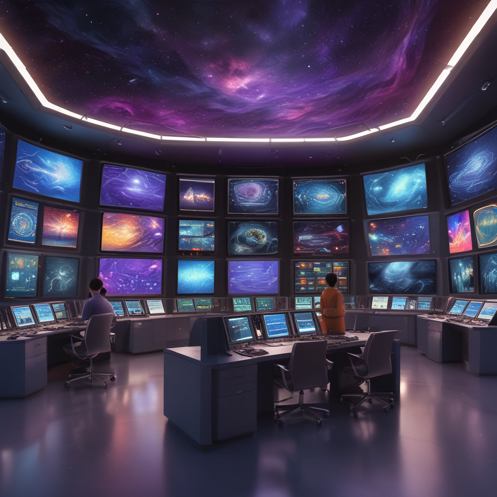 Deep space showing cosmic phenomena that produce sound through NASA sonification