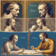 Historical figures in discussion representing misattributed quotes and Shakespeare effect