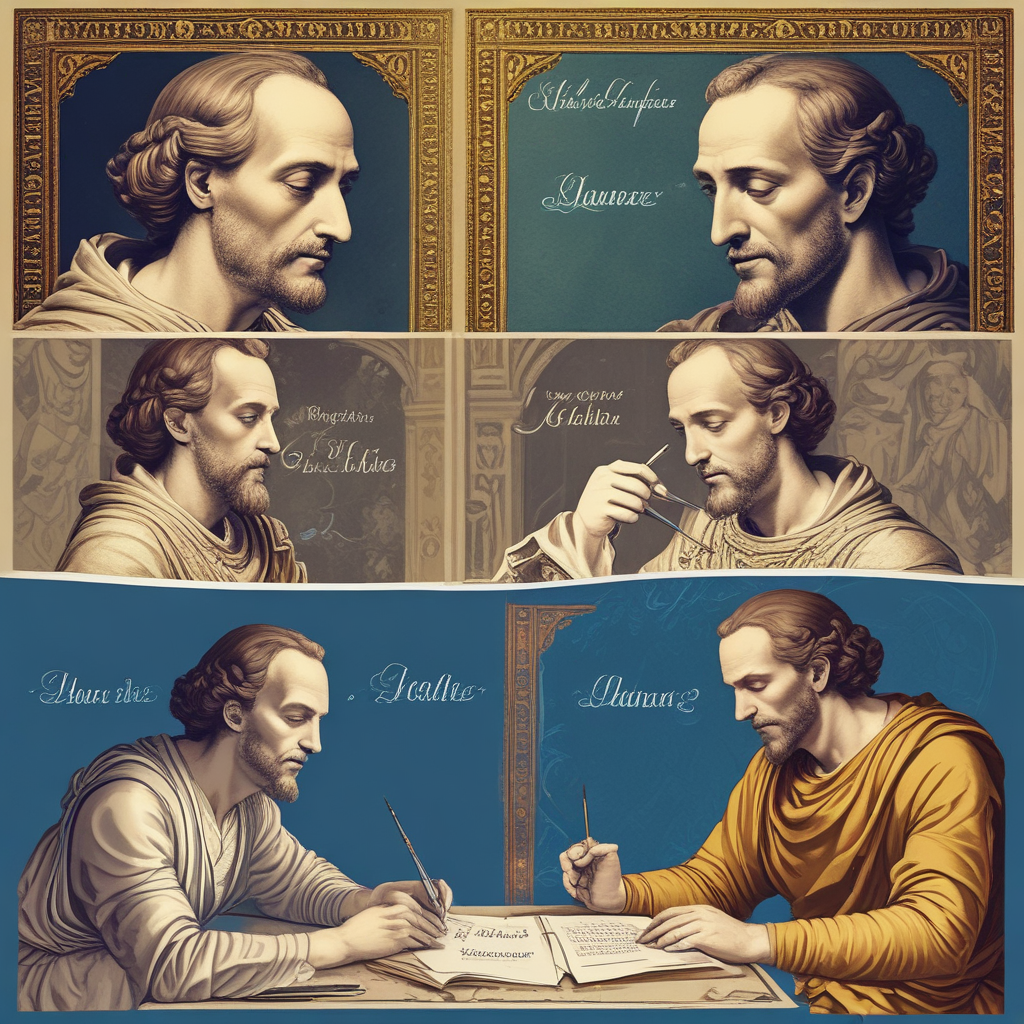 Historical figures in discussion representing misattributed quotes and Shakespeare effect