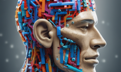 Brain visualization showing cognitive building blocks like LEGO pieces assembling