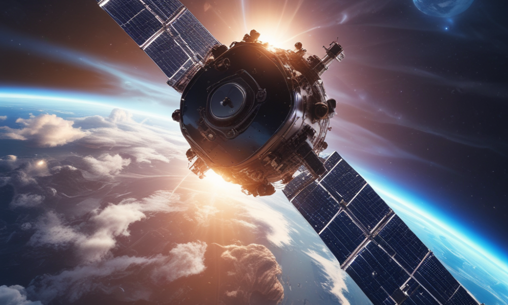 Advanced AI satellite autonomously operating in Earth orbit with intelligent