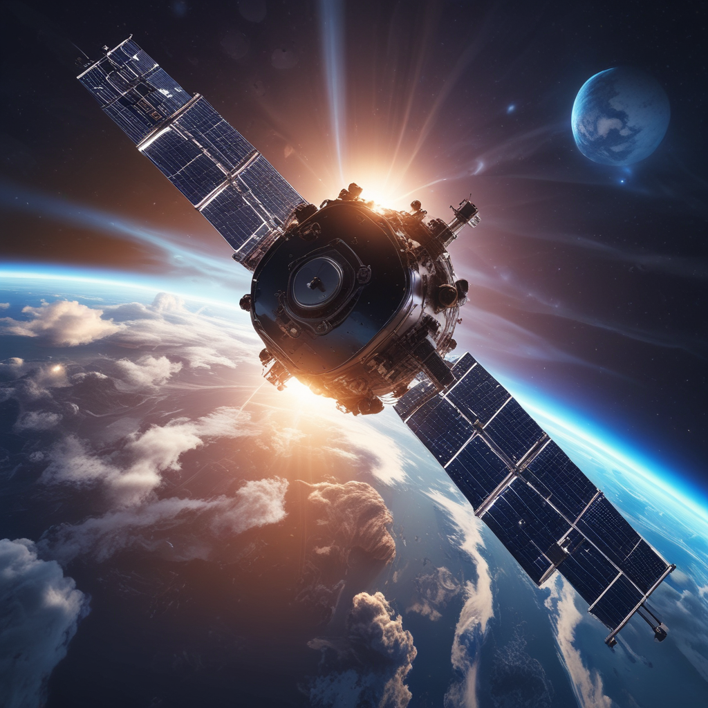 Advanced AI satellite autonomously operating in Earth orbit with intelligent