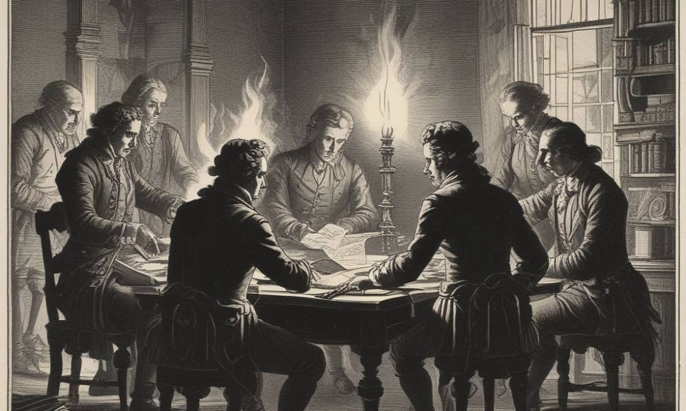 Secret societies historical figures meeting - colonial era founding fathers