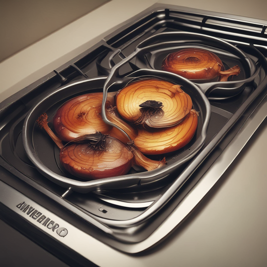 Kitchen chemistry in action showing caramelized onions browning in pan