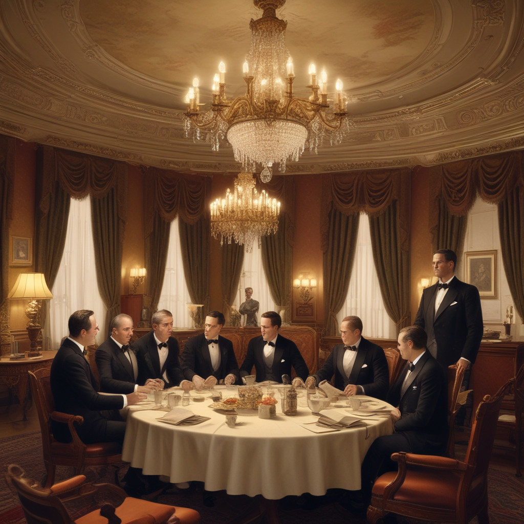 Diplomats drawing post-WWI treaty borders on maps in 1920s Paris