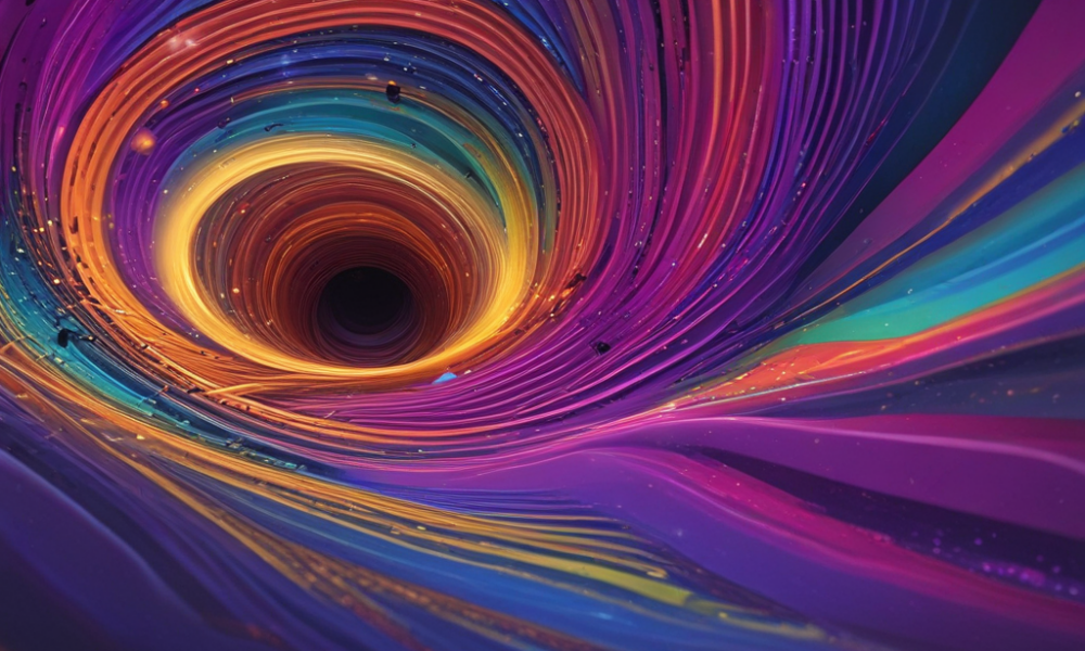 Gravitational waves rippling through spacetime from black hole merger visualization