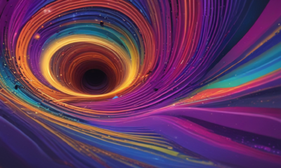 Gravitational waves rippling through spacetime from black hole merger visualization