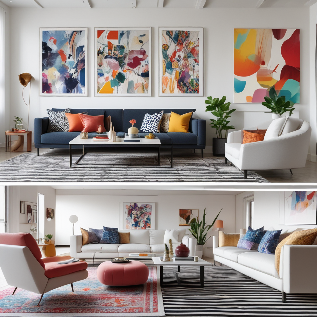 Minimalism vs maximalism psychology comparison showing contrasting interior design styles