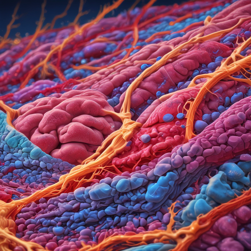 Microscopic view of muscle healing mechanisms showing immune cells delivering