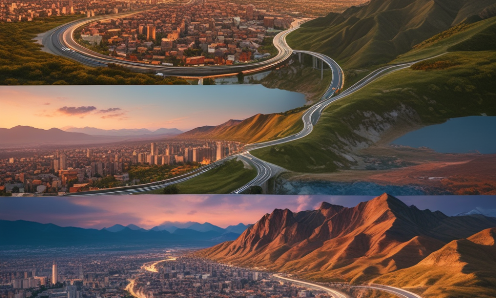 Mountain terrain vs urban landscape showing how travel geography perception