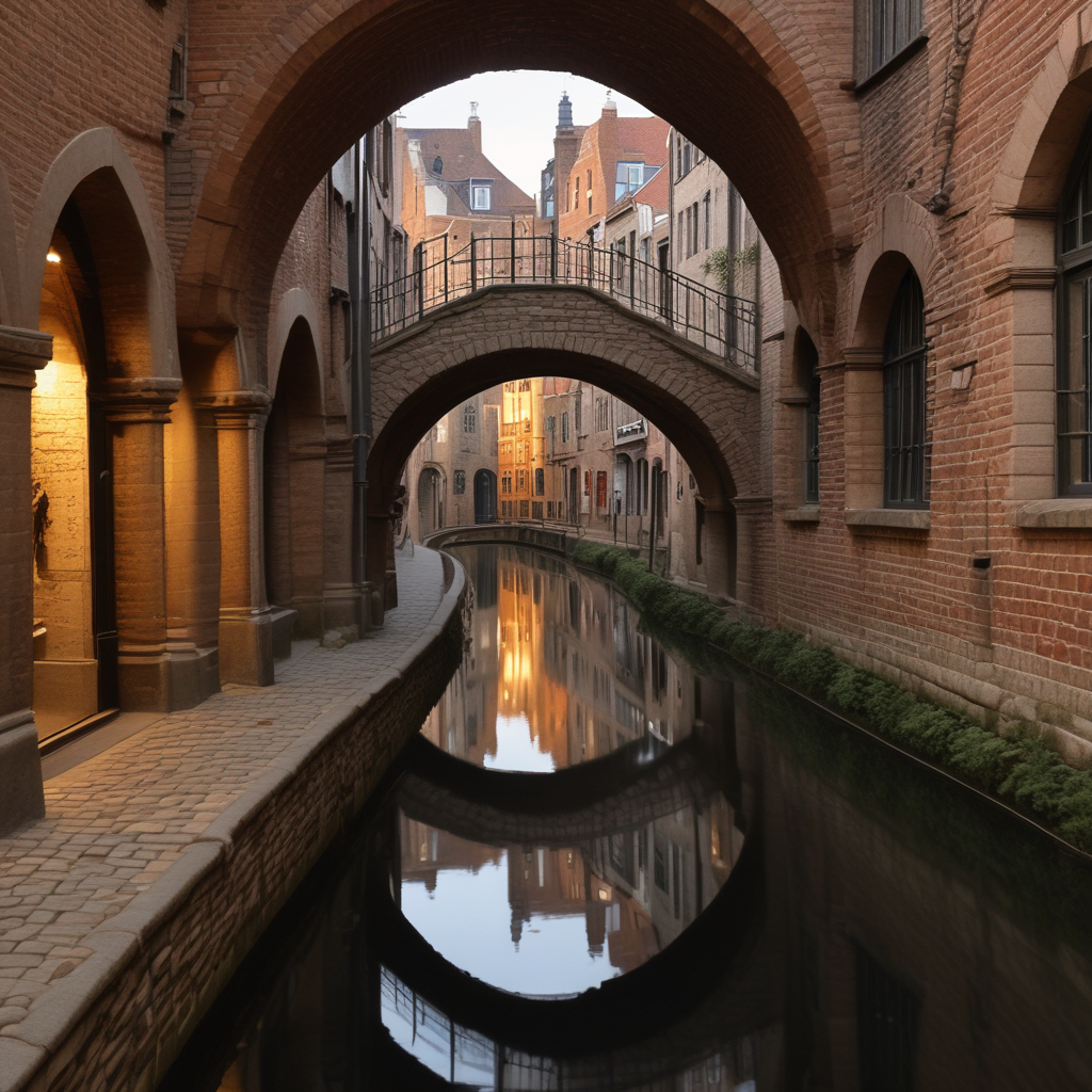Underground canal cities Utrecht showing boat tour through medieval stone