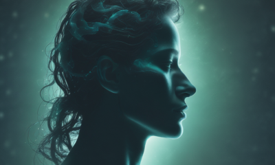 Human silhouette glowing with invisible bioluminescence showing light emission from