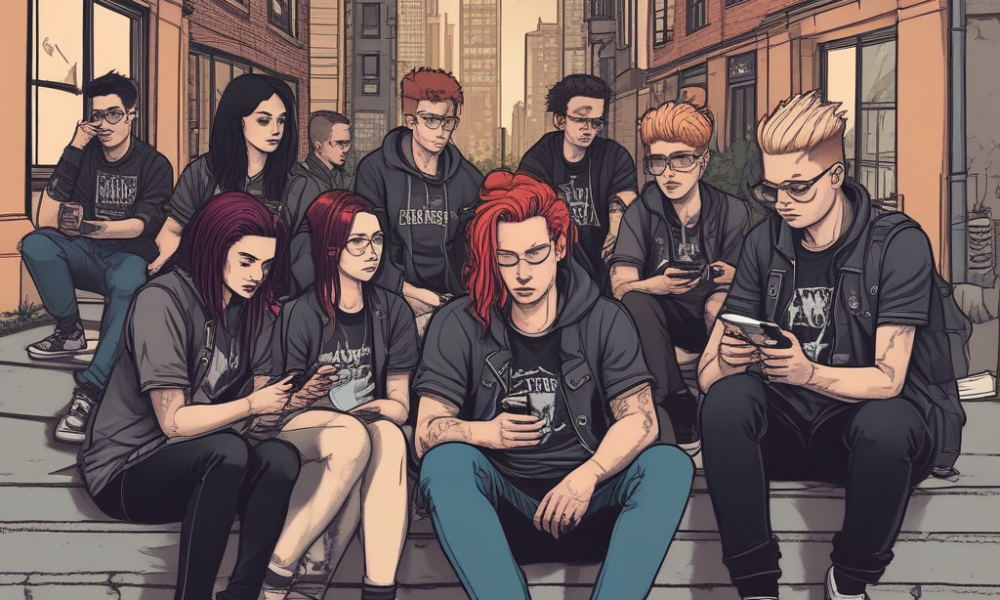 Diverse group representing different subcultures connecting digitally - subculture formation