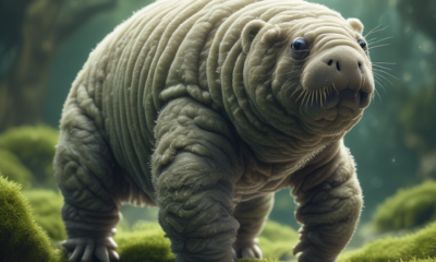 Microscopic tardigrade water bear showing survival abilities under electron microscope