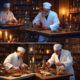 Medieval doctor grinding antimicrobial spices contrasted with modern scientist studying