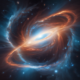 Brilliant quasar with supermassive black hole accretion disk outshining surrounding