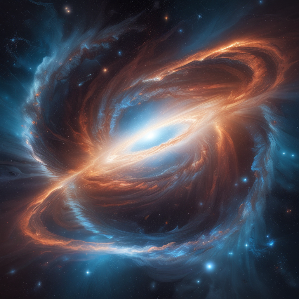 Brilliant quasar with supermassive black hole accretion disk outshining surrounding