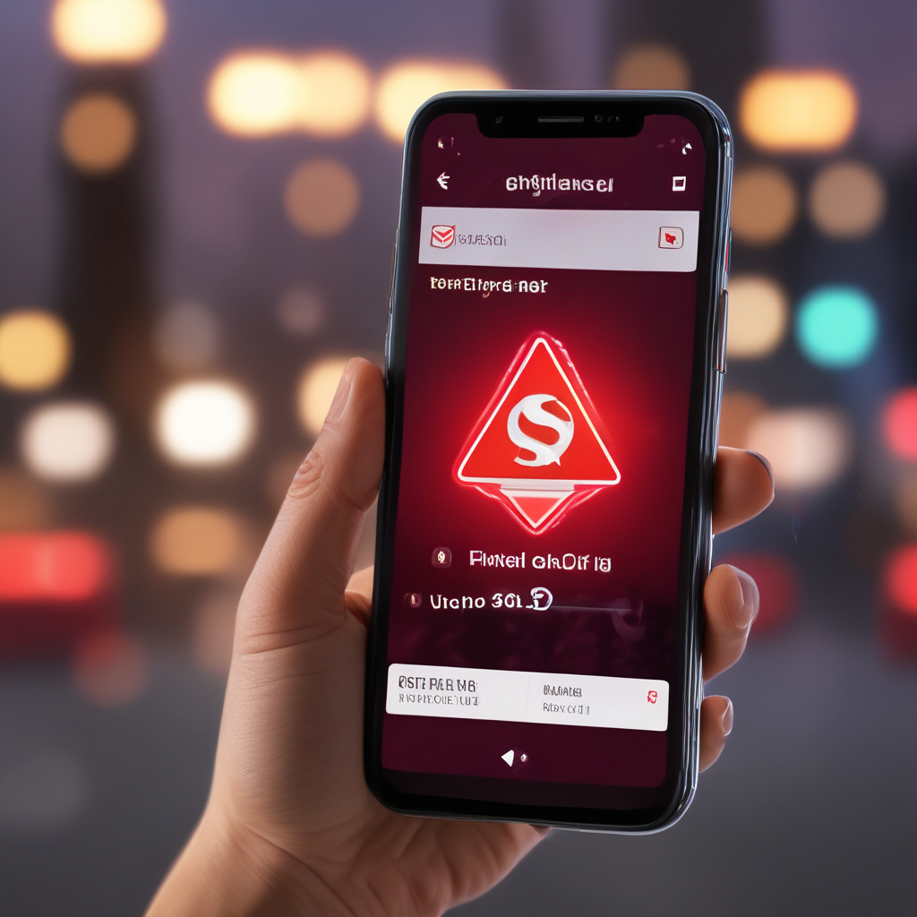 Emergency alert systems notification on smartphone during crisis situation showing