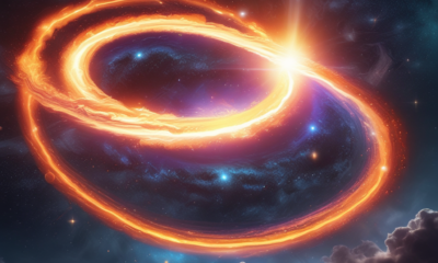 Brilliant quasar with glowing accretion disk outshining surrounding galaxy in