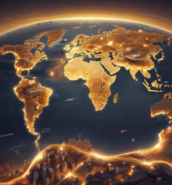 Global remittances migration flows visualization showing money transfer streams between