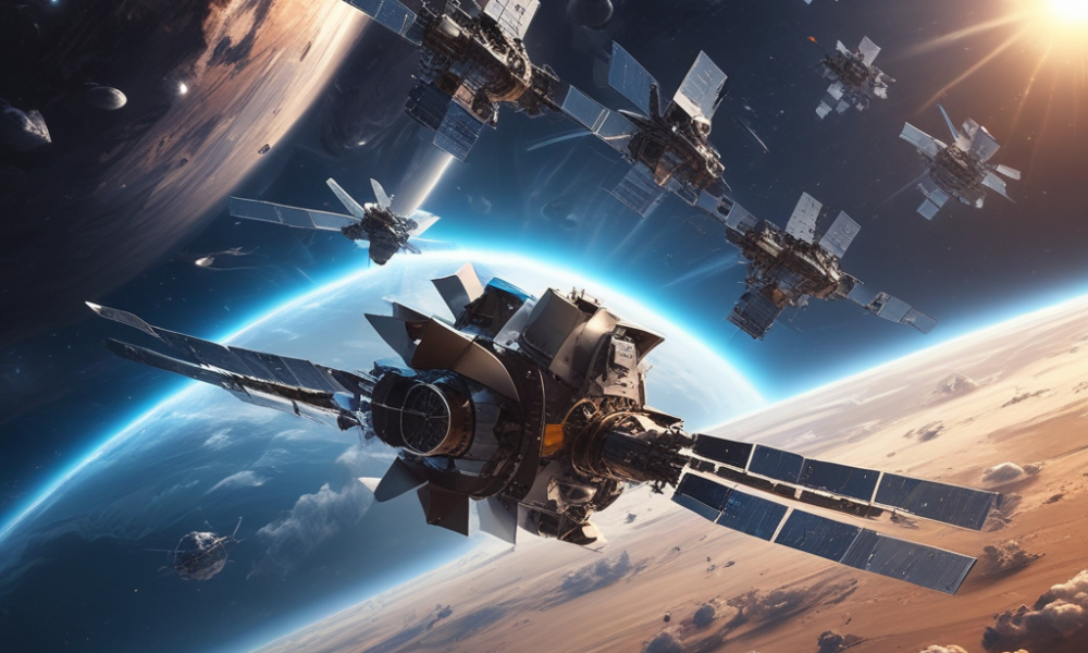 AI-powered military satellites conducting autonomous warfare operations in Earth orbit