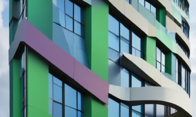 Smart materials design building with self-healing walls and climate-adaptive color-changing