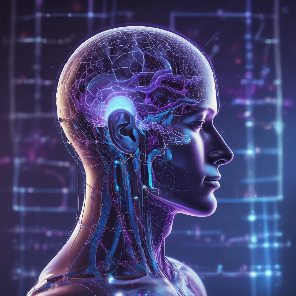Digital brain twin AI model showing holographic brain visualization for