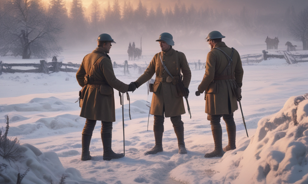 Christmas Truce 1914 British German soldiers meeting peacefully No Man's