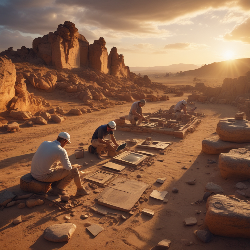 Archaeological discoveries rewriting history showing ancient ruins being excavated with