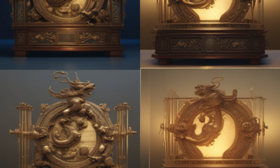 Ancient Chinese seismoscope with bronze dragons compared to modern seismograph