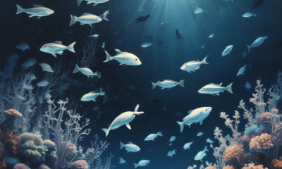 Marine snow deep sea particles falling through dark ocean depths