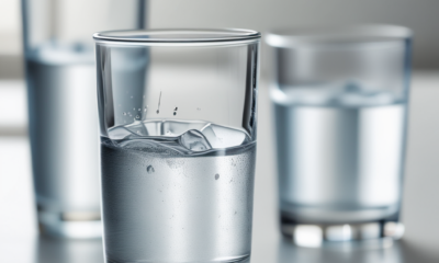 Three glasses showing cold warm and room temperature water demonstrating