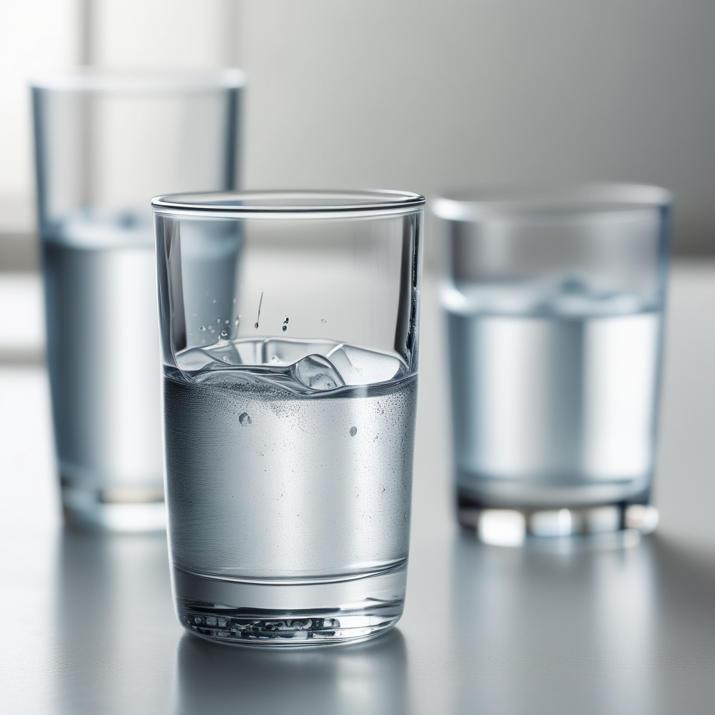 Three glasses showing cold warm and room temperature water demonstrating