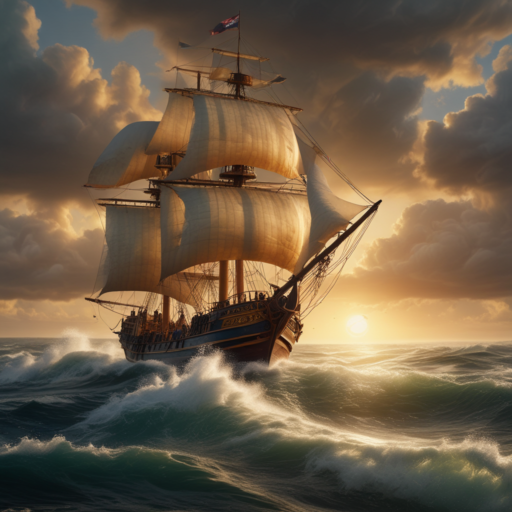 Thor Heyerdahl's Ra II papyrus boat crossing Atlantic Ocean during