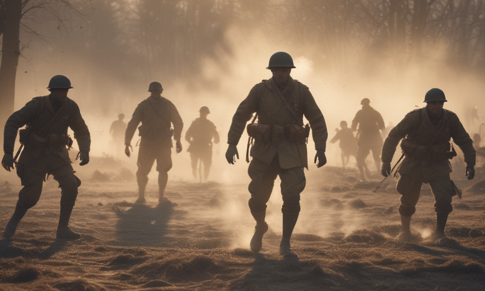 Christmas Truce 1914 soldiers playing football in No Man's Land