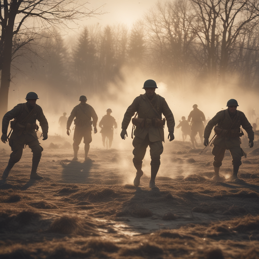 Christmas Truce 1914 soldiers playing football in No Man's Land